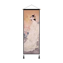 新入荷★女図布芸掛絵和風背景壁装飾画タペストリー玄関寝室掛布 45*120cm 4点セットです_画像4