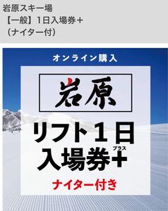 岩原スキー場 1日入場券+ ナイター付 1枚