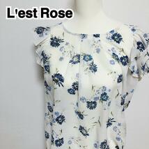 L'est Rose レストローズ ブラウス 花柄 フリル 透け リボン 半袖 大人かわいい_画像1