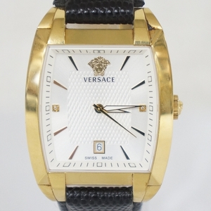 電池交換済 稼働品 VERSACE ヴェルサーチ WLQ70 ゴールデントノー デイト クォーツ 腕時計 0012273712