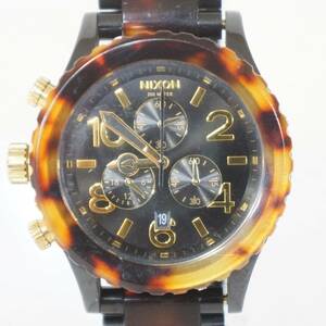 電池交換済 稼働品 NIXON ニクソン MINIMIZE 2-20 CHRONO べっ甲モチーフ メンズ クォーツ 腕時計 4801123771