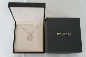 BVLGARI ブルガリブルガリ 1Pダイヤ 留め具750刻印 K18WG 総重量:約15.1g サークル ネックレス 箱付き アクセサリー 8501246071