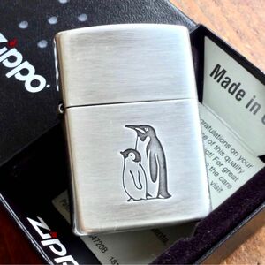 新品 Zippo ペンギン 銀メッキイブシ ジッポーライター