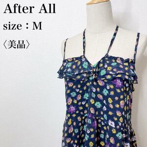 【美品】After All アフターオール ホルターネック フェミニン 花柄キャミワンピース 大人かわいい 背中見せ 大人女子 あ30