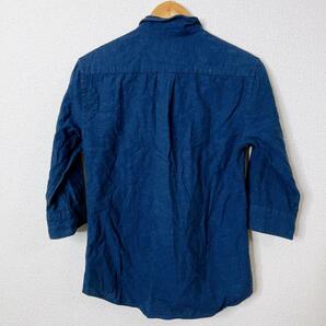 【美品】BLUE STANDARD ブルースタンダード カジュアル きれいめ ワイヤー入り襟七分袖シャツ メンズ レギュラーカラー あ54の画像3