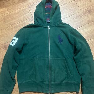 POLO RALPH LAUREN Ralph Lauren Zip up Parker green size M number ring hood reverse side check 