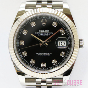 【値下げ交渉可】ROLEX ロレックス デイトジャスト41 黒 ランダム品番 10Pダイヤ 腕時計 OH＆仕上げ済 126334G【質屋出店】