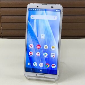 ☆ジャンク/ひび割れ/中古品☆ドコモ SHARP AQUOS sense3 SH-02M シルバーホワイト SIMロック解除済み 〇判定