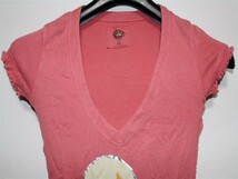 エドハーディー ed hardy レディース半袖チュニックTシャツ ピンク XSサイズ WTS029 新品_画像2