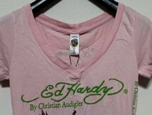 エドハーディー ed hardy レディース半袖Tシャツ Sサイズ W02VNEK167 デビルマーメイド ピンク 新品 Vネック_画像2