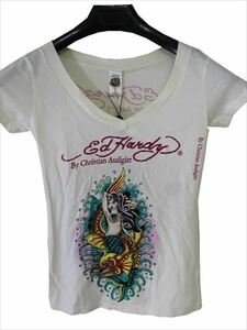 エドハーディー ed hardy レディース半袖Tシャツ W02VNEK298 マーメイド ホワイト Sサイズ 新品 Vネック