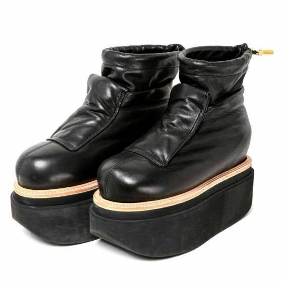 sacai / サカイ ★ 22AW Leather Puffy Short Boots レザー パフィー ショート ブーツ 黒 / ブラック