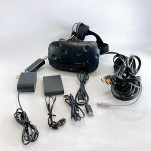 【ジャンク／通電OK】HTC VIVE 初代 HMD・リンクボックス・各種ケーブルのみ leap motion lm-010付 VR ヘッドマウントディスプレイ