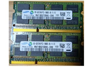 【正常確認品】ノートパソコン／メモリ／4GB×2枚／合計：8GB／DDR3／10600S／2R×8