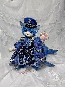 -千早振る-くじらとねこの獣人　アートドール　ハンドメイド　