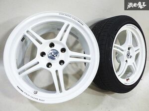 希少!! ●STARK RACING GEAR レーシングギア 17インチ 8.5J ＋30 5H PCD114.3 鍛造 ホイール 白 2本 タイヤ付 シルビア フロントサイズ