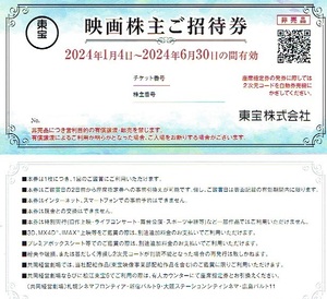 1-6セット出品★東宝株式会社の株主優待映画観賞券２枚セット。