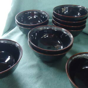 【中古品】陶器製 そば丼（黒天目）１０個セット一括販売の画像5