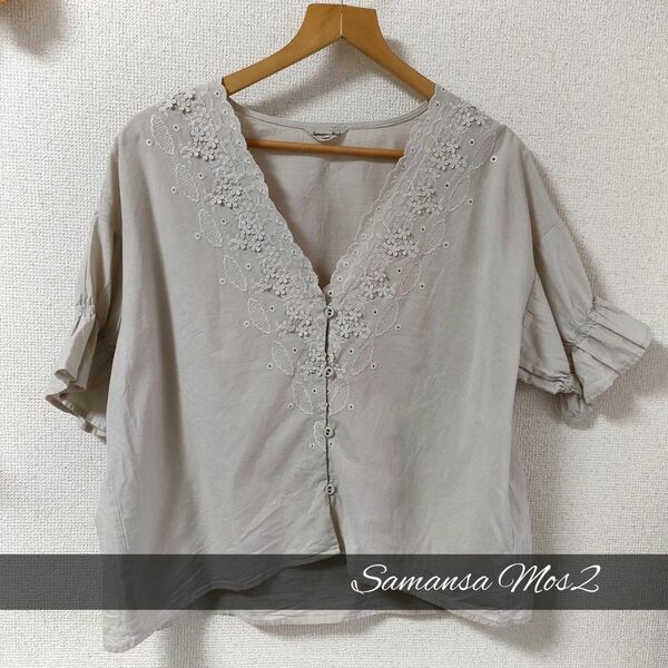 SamansaMos2 フリーサイズ ブラウス シャツ 刺繍