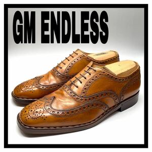 GM ENDLESS（ジーエムエンドレス）ドレスシューズ ウイングチップ カントリー メダリオン キャメル ブラウン 41 26cm 革靴 メンズ