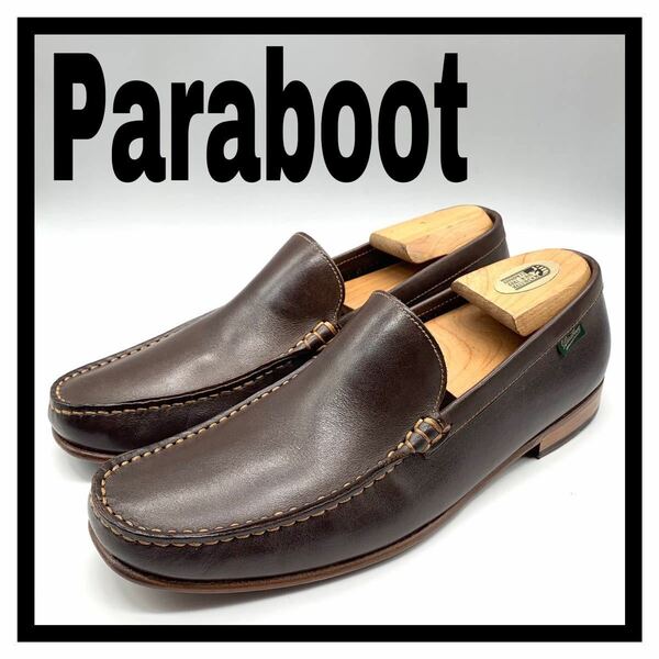 Paraboot (パラブーツ) モカシンスリッポン ヴァンプローファー レザー ダークブラウン 茶色 UK8 26.5cm 革靴 シューズ ビジネス