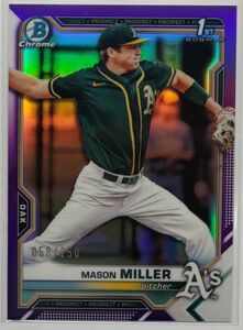 Mason Miller 2021 Bowman Chrome Draft Purple Reafractor /250