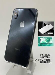 FaceID不可 iPhoneXS 64GB スペースグレイ/新品バッテリー/シムフリー/新品おまけ付 XS-033