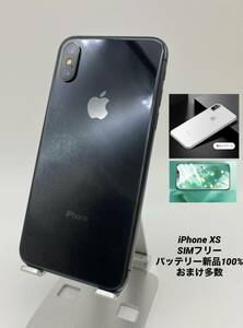 iPhoneXS 256GB スペースグレー/大容量3200mAh新品バッテリー100%/シムフリー/新品おまけ付 XS-005