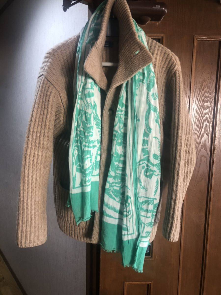 厚手カーディガン ジャケット ウール ニット コットンのスカーフ