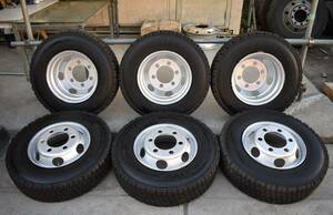  free shipping 225-80R17.5 BRIDGESTONE W910 steel wheel attaching 17.5×6.00 135 6 hole both sides repeated painting 6 pcs set 