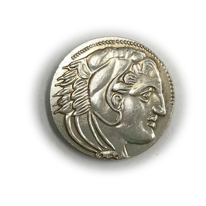 レプリカ アレキサンダー ゼウス神 鷲 古代ギリシャ 銀貨 硬貨 コイン アンティーク キーホルダーペンダントお守り G03