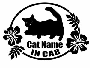 名入れ ネコちゃん ネコ CAT IN CAR マンチカン カーステッカー 名入 各色 選べるカラー 横16ｃｍ