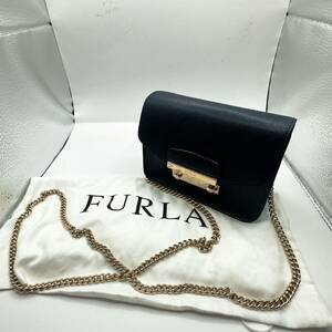 1円スタート！フルラ FURLA メトロポリス 金具ロゴ チェーンショルダー