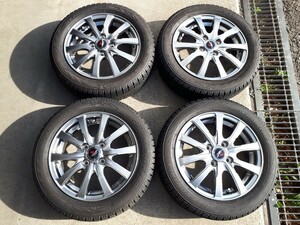 超バリ山バリ溝 スタッドレスタイヤ&社外アルミホイール 4本セット TOYOTire iceFRONTAGE 155/65R14 2020年製 Fang 4穴PCD100 4.5J+45 美品