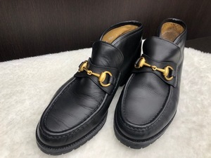 『★GUCCI【美品】グッチ レザー ショートブーツ レディース イタリア製 レザーシューズ 革靴 黒 サイズ7（24~24.5㎝？）』