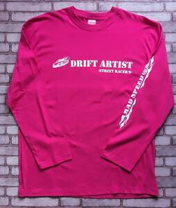 【MADSPEED】趣味Tシャツ ドリフト DRIFT ピンク 長袖 スープラ シルビア スカイライン ハチロク フェアレディＺ 180SX チェイサー Lサイズ