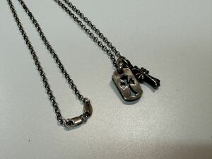 正規品美品CHROME HEARTS クロムハーツ DTAG カットアウトタイニー ベビーファットダイヤ ロールチェーン 925 総重量10.2g 売り切り 本物