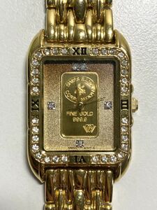 1K015 ELGIN エルジン FK-644-A FINE GOLD 999.9 K24 1g インゴット 石付き クォーツ メンズ 腕時計