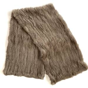 [ free shipping ]ROPE Brown rabbit fur brooch attaching stole 115cm shawl muffler 