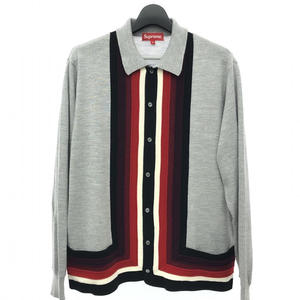 【中古】SUPREME 19SS Corner Stripe Polo Sweater　M　グレー　シュプリーム[240066135538]