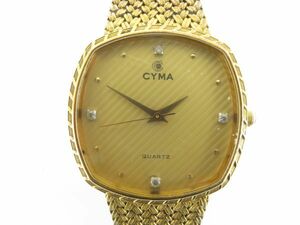 CYMA Cima men's wristwatch quarts 604SP Gold face stone attaching stylish Gold color H11