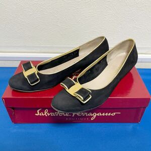 Salvatore Ferragamo フェラガモ パンプス ブラック 7 1/2 日本サイズ24.5 中古保管品