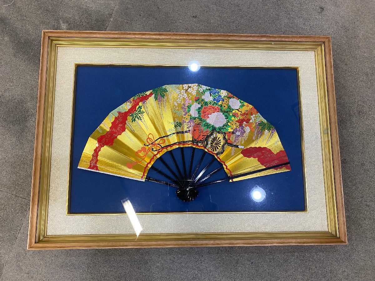 ▽OG▽ Детали в рамке с веером неизвестны Художественная роспись рикши в японском стиле Японская комната Inn Store A2210-91, произведение искусства, Рисование, другие