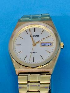 (C38)トラッド(*'▽')セイコー・PULSAR・ディディト（電池交換済み）ゴールド・メンズ腕時計USED（送料全国一律185円）素敵な時計です。