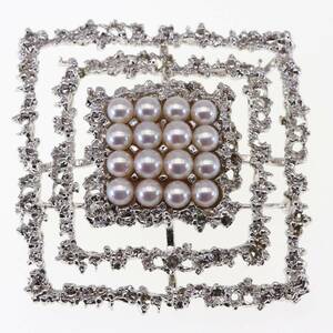  Tasaki Shinju brooch silver pearl pearl baby pearl 16P square 