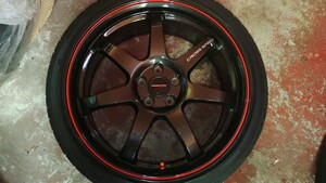 中古美品★クロススピードCR7 18×7.5J 100-5穴 インセット53★タイヤ 215/40R18 デイトンGT30★4本