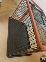 ペットケージ　ウッディーサークル　木製　天板ネット付属　トレー　犬　猫　使用期間短く美品_画像5