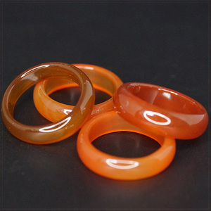 [RING] Natural Agates ナチュラル パワーストーン 天然 瑪瑙 (メノウ) スムース 甲丸 6mm リング 指輪 16号 (オレンジ)