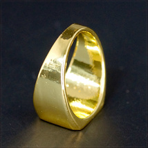 [RING] 18K Gold Plated Square Smooth フラット スクエア スムース 四角形 デザイン 14mm ワイド ゴールド リング 24号_画像5