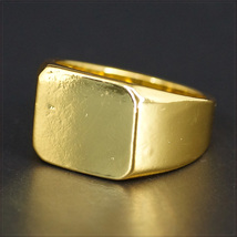 [RING] 18K Gold Plated Square Smooth フラット スクエア スムース 四角形 デザイン 14mm ワイド ゴールド リング 29号_画像7